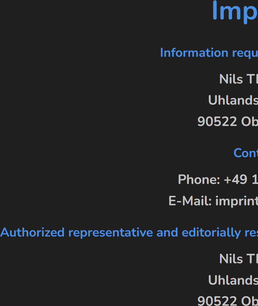 Left side of imprint