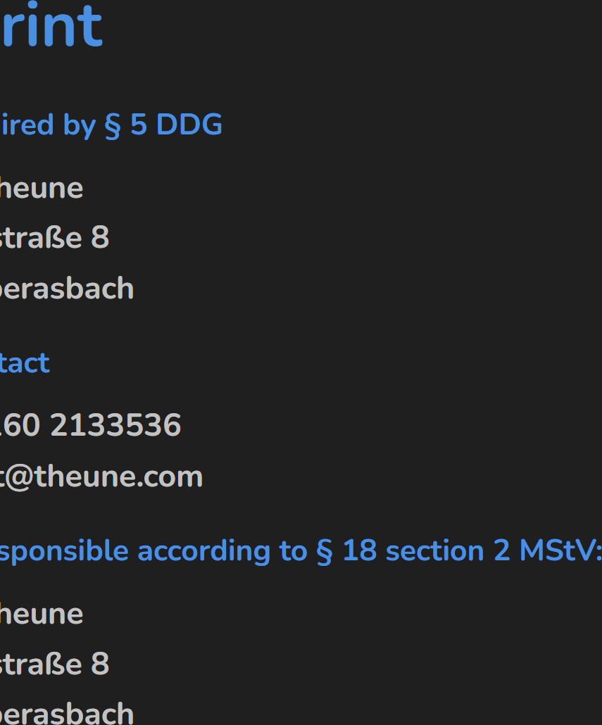 Right side of imprint